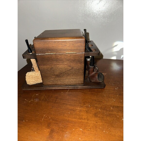 Vintage Tobacco Estate Pipes Lot of 6 with Wooden Pipe Stand Box Humidor - Picture 3 of 8